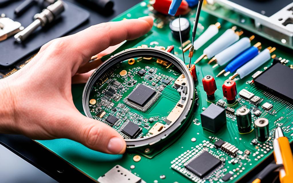 Motherboard under microscope repair